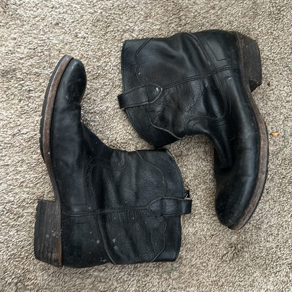 Frye Black Leather Mid Calf Western Boots - Picture 1 of 3